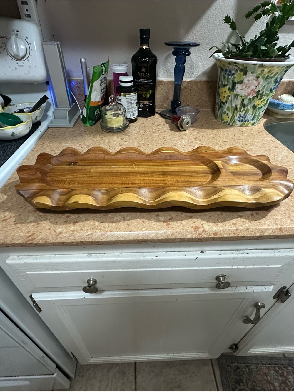 MacKenzie-Childs Wavy-Edge Wooden Vanity Tray in Natural Wood Tones